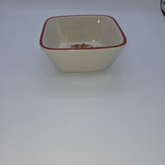Longaberger Pottery Nature's Garland Small Square Bowl 31459 - Picture 3 of 7